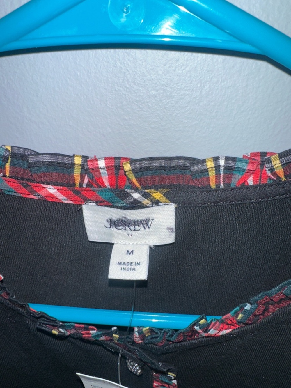 J. Crew NWT‎ Black Long-Sleeve tartan and jewels Henley women’s medium - Picture 5 of 12